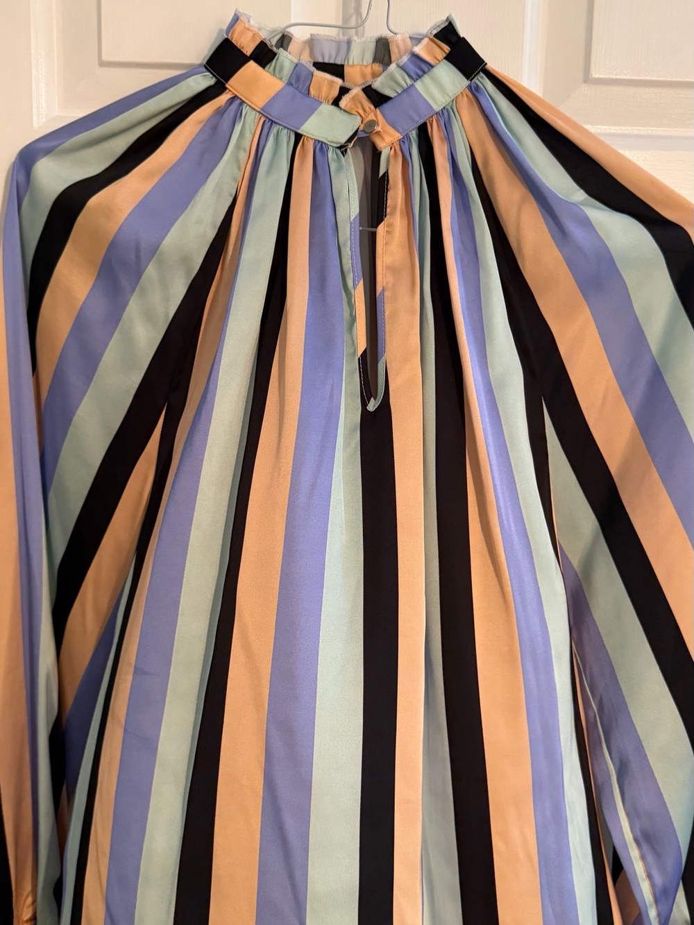 Striped Midi Skirt in Pastel Peach, Lavender & Mint